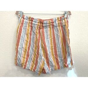 Striped Linen Drawstring Shorts Women's Medium Beach Summer Vacation Resortwear